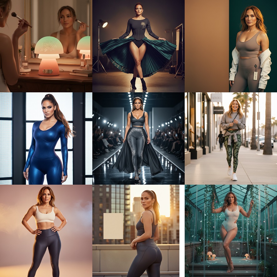 conversational ai design inspired jennifer lopez photo book ai art dreamy bodysuit leggings mushroom lamp