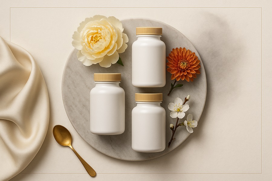 AI Design Image NMN anti aging best nmnh supplement elegant bottles